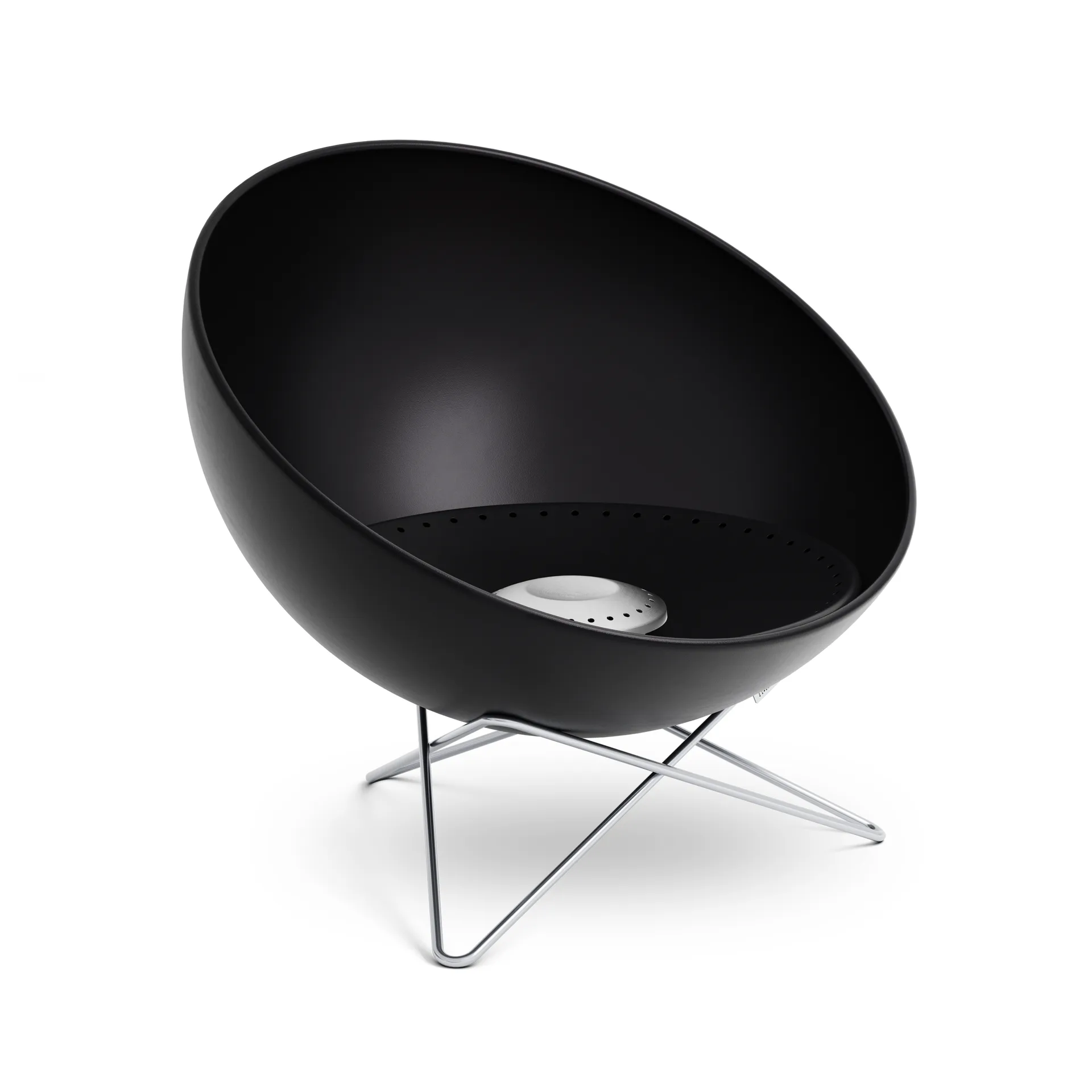 BOWL 57 focolare, Nero-argento, treppiede a stella Höfats