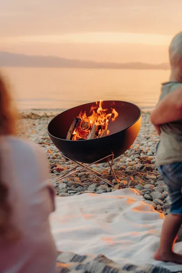 BOWL 57 focolare - Nero-argento, treppiede a stella - Höfats