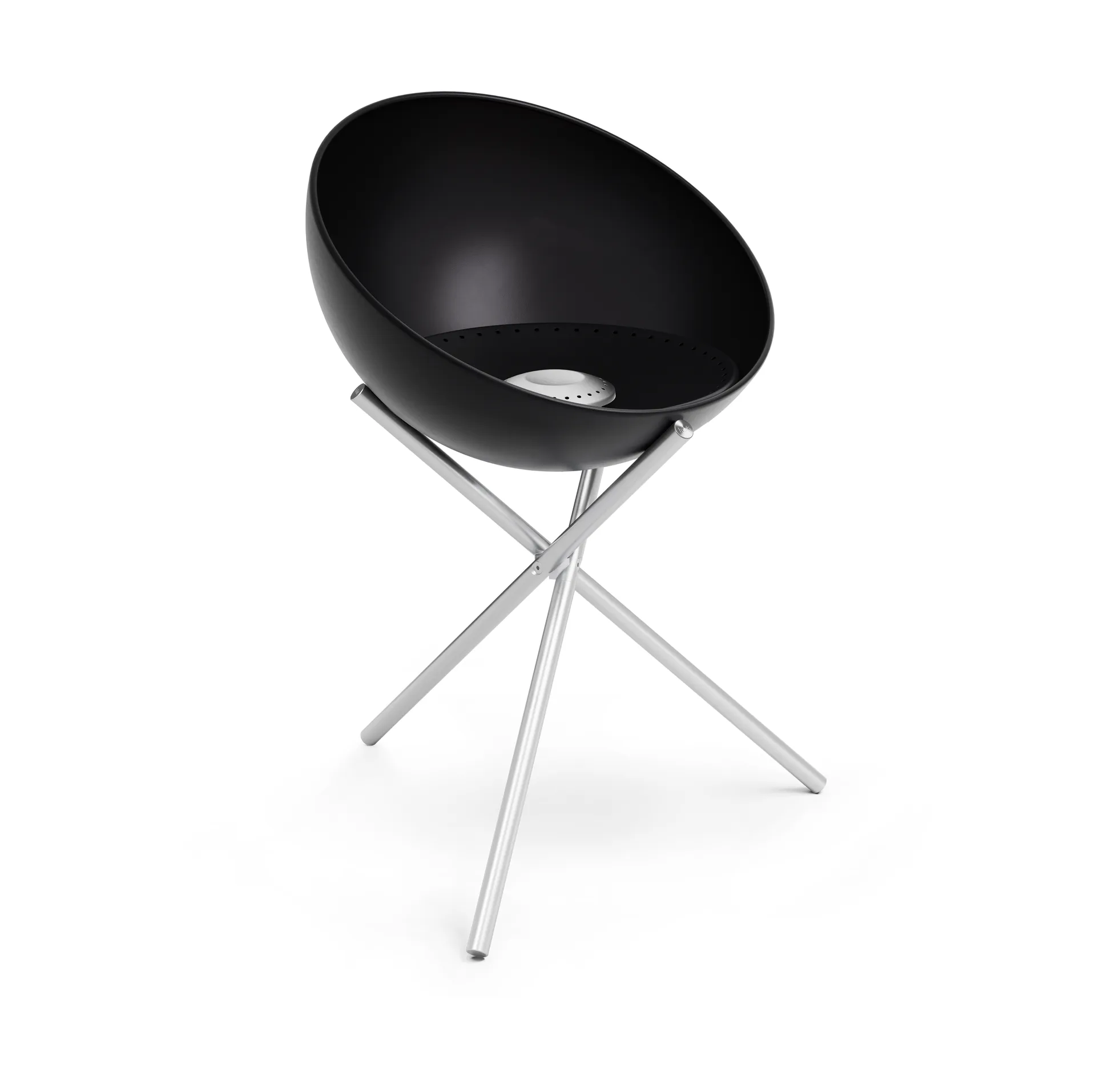 BOWL 70 focolare, Nero-argento, treppiede Höfats