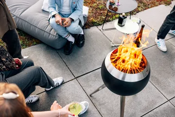 MOON 45 focolare - Nero-argento, stativo alto - Höfats