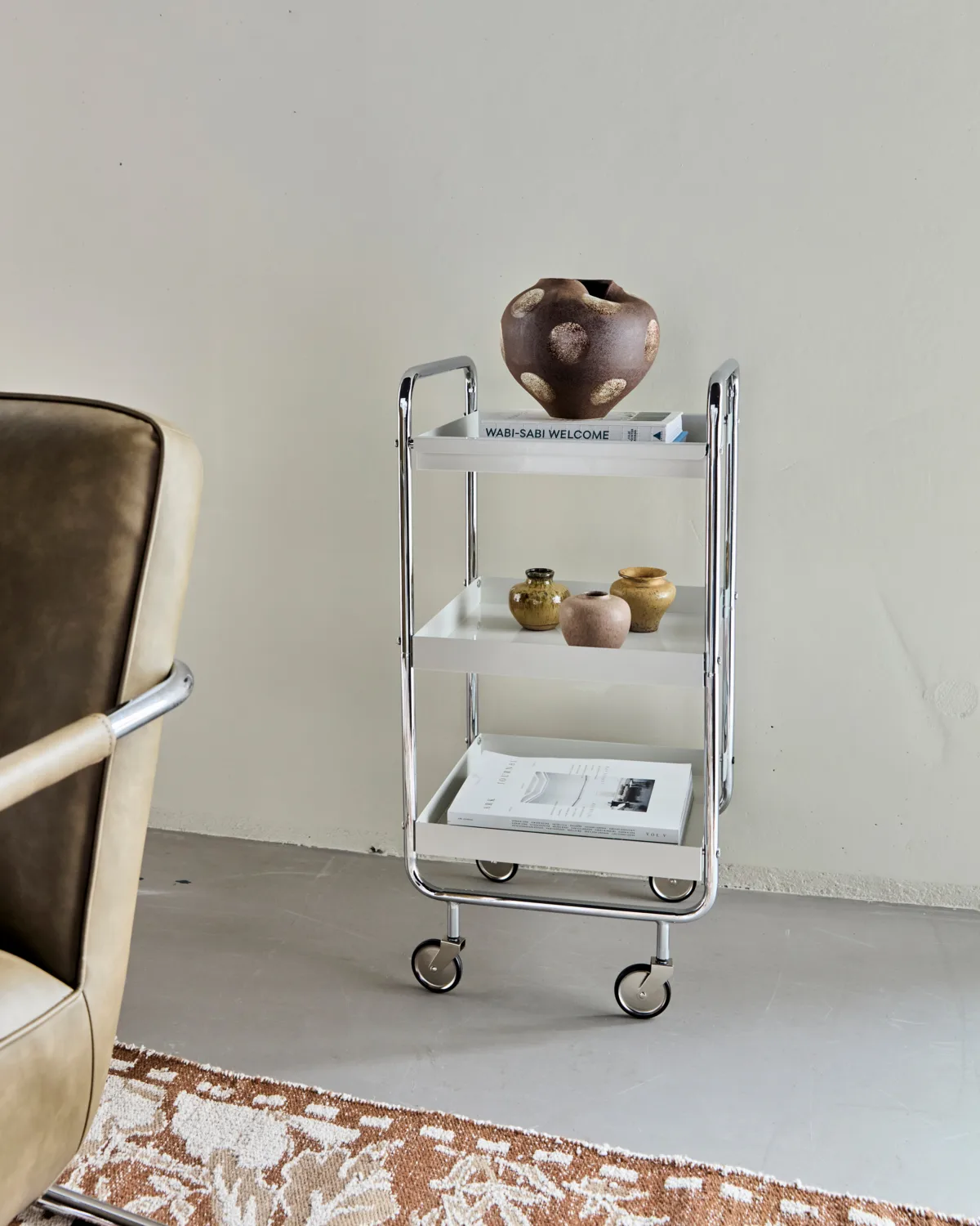 Carrello Roll con vassoio estraibile, Off-white-crome House Doctor