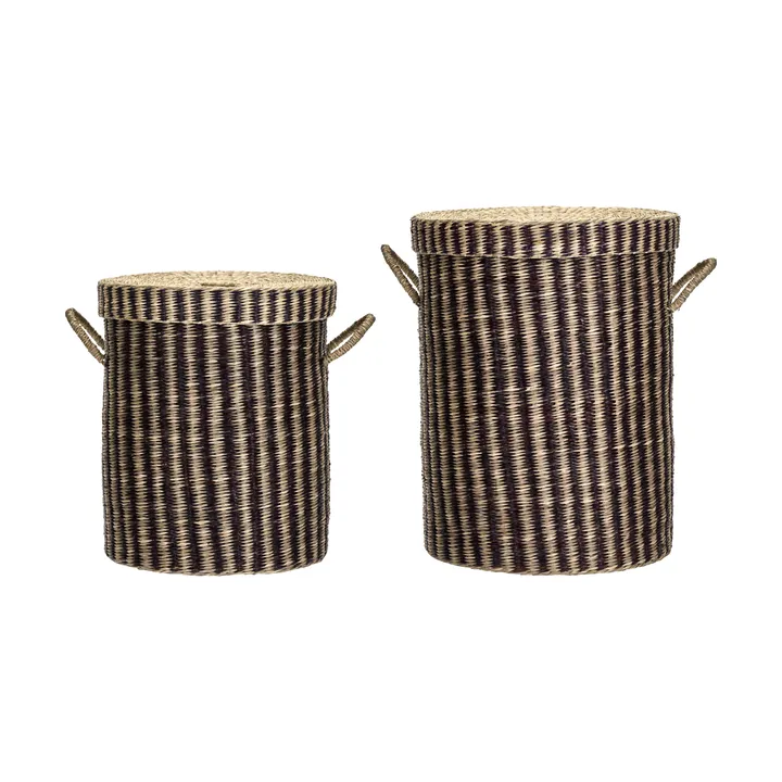 Cesto della biancheria con coperchio Laundry 2 pezzi - Natura-marrone - House Doctor