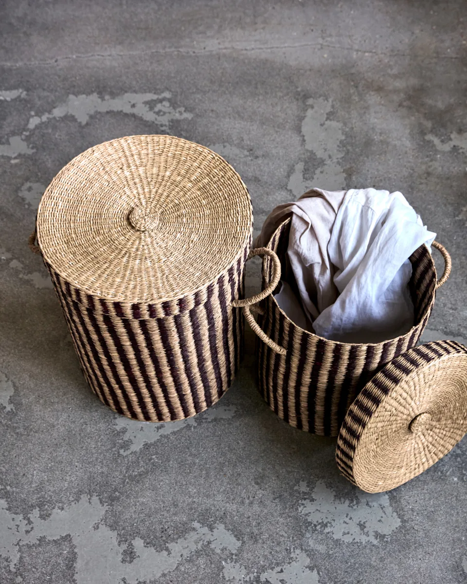 Cesto della biancheria con coperchio Laundry 2 pezzi, Natura-marrone House Doctor