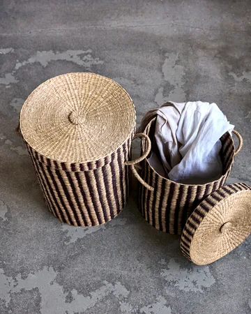 Cesto della biancheria con coperchio Laundry 2 pezzi - Natura-marrone - House Doctor