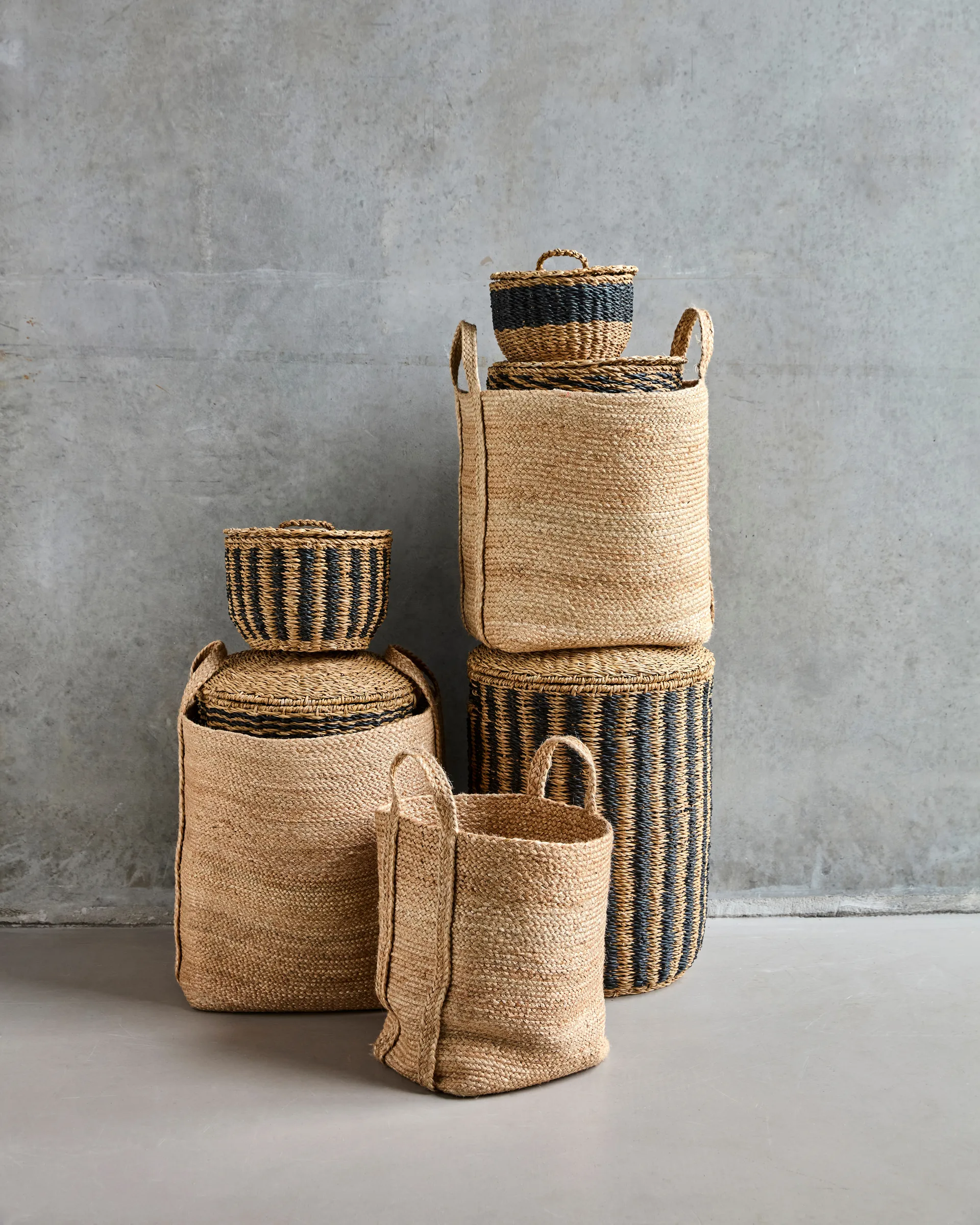 Cesto portaoggetti Stella 3 pezzi, Naturale   House Doctor