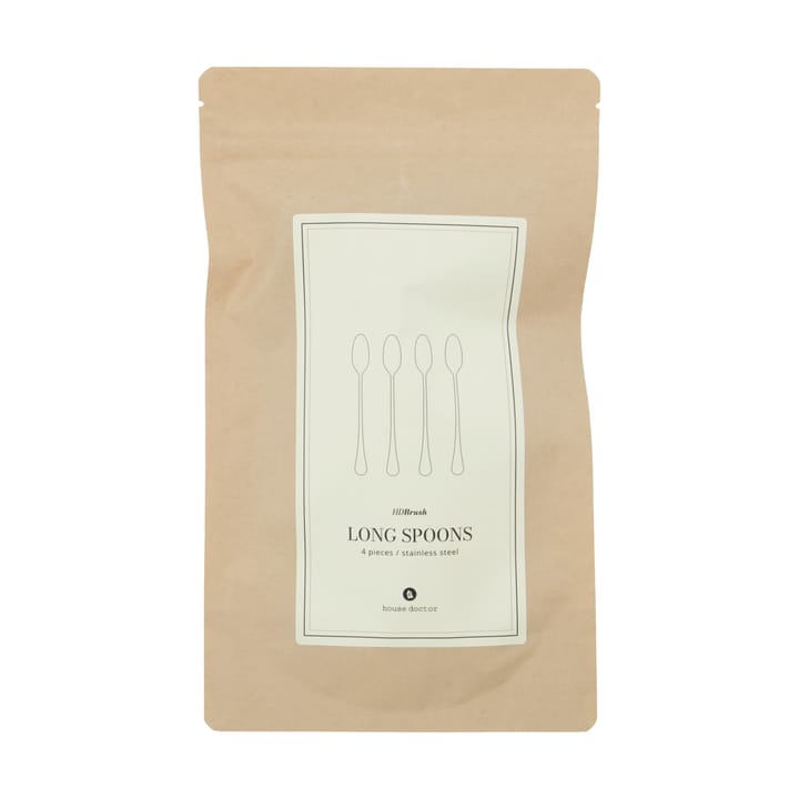 Cucchiaio lungo Brush 4 pezzi, Finitura argento House Doctor
