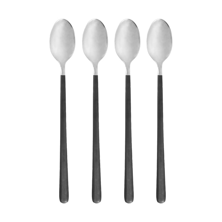 Cucchiaio lungo Ox 4 pezzi - Nero-argento - House Doctor