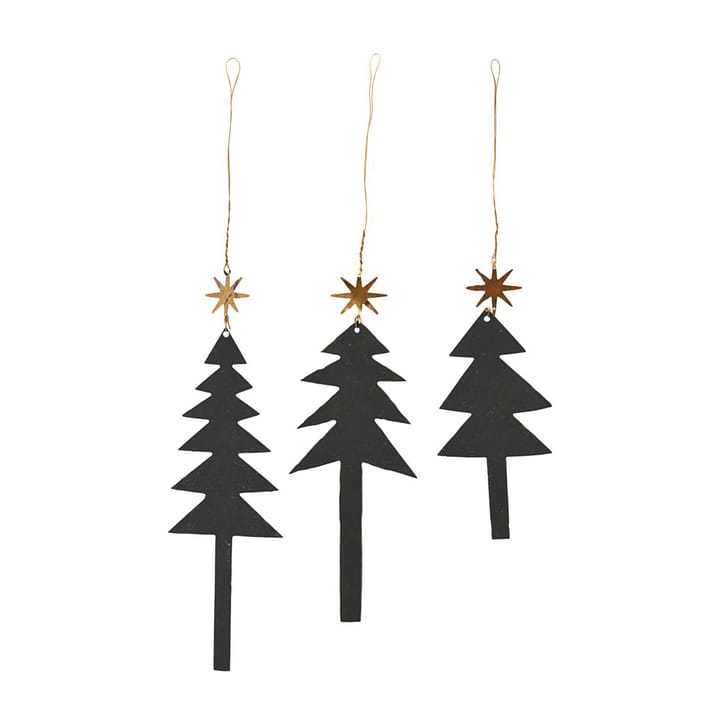 Decorazione albero con stella da appendere, confezione da 3, Nero House Doctor