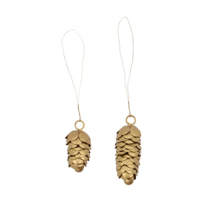 Decorazione natalizia Cone 6,5 cm, 2 pezzi - Oro - House Doctor