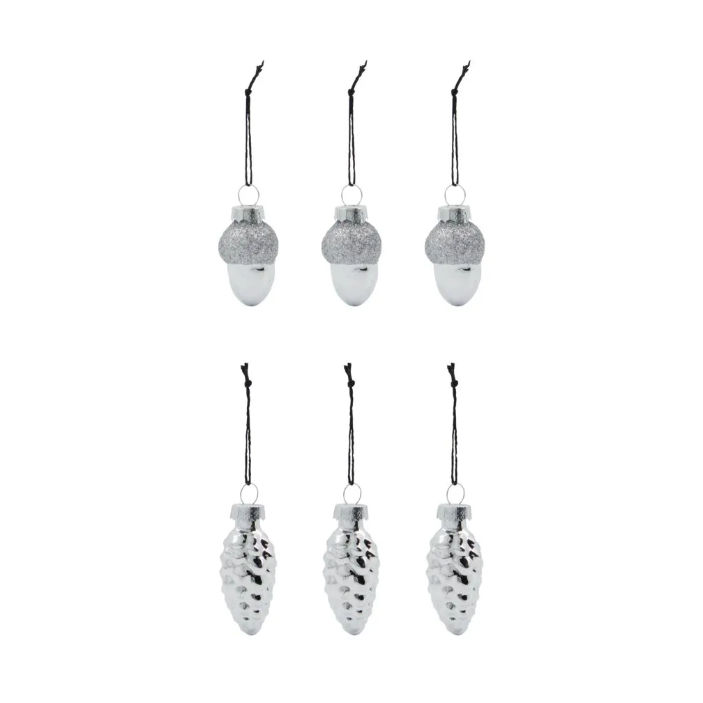 Decorazione natalizia Glint 5,8 cm, confezione da 6, Argento House Doctor