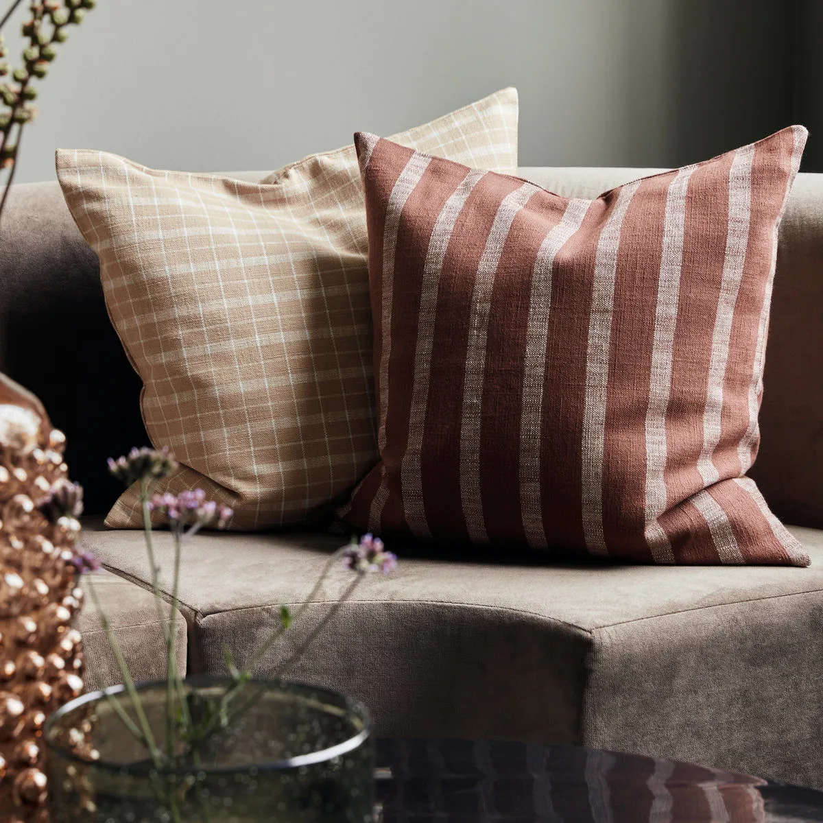 Federa Thame rigata 50x50 cm, Marrone House Doctor