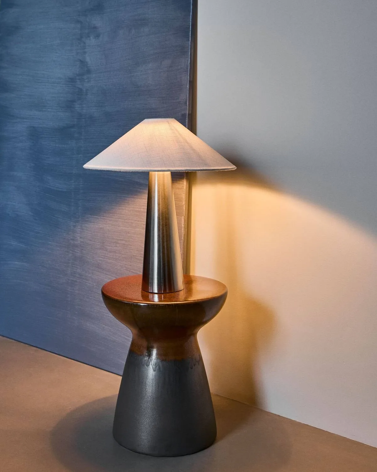 Lampada da tavolo Soffi, Argento spazzolato-Off-White, Ø42x48 cm House Doctor