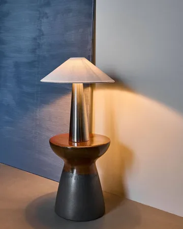 Lampada da tavolo Soffi - Argento spazzolato-Off-White, Ø42x48 cm - House Doctor