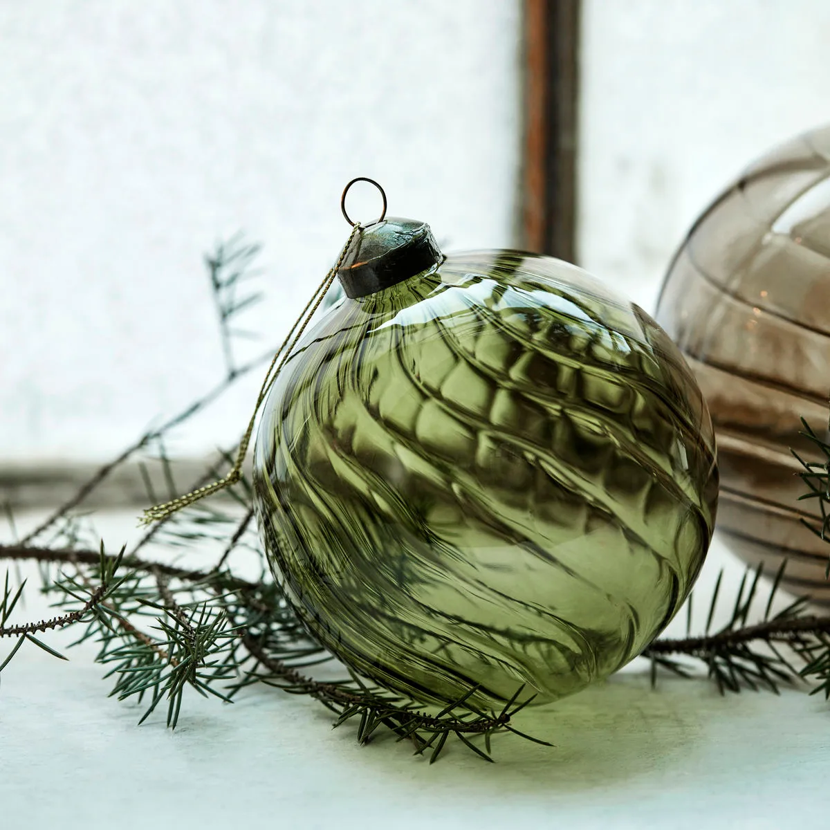 Pallina di Natale Fluted Ø 10 cm, Verde House Doctor