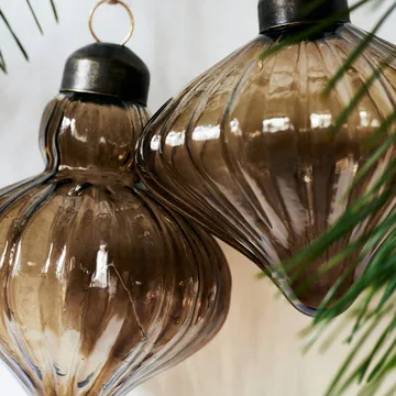 Pallina di Natale Fluted Ø 6,5 cm, 2 pezzi - Ambra - House Doctor