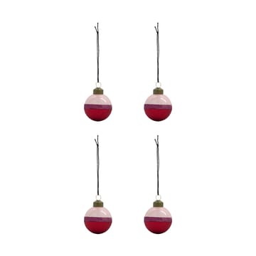 Pallina di Natale Stripe Ø5 cm confezione da 4 - Rosa-rosso - House Doctor