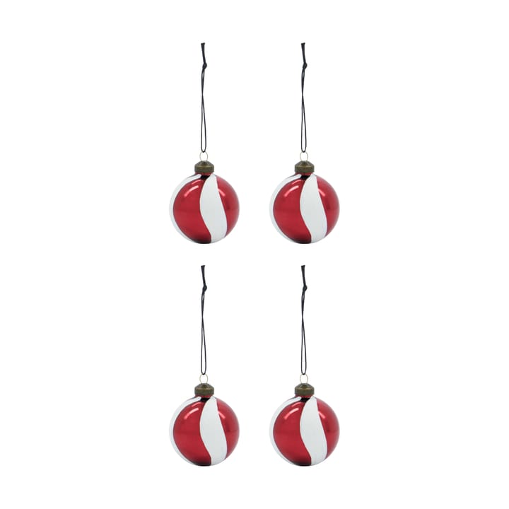 Pallina di Natale Twister Ø6 cm confezione da 4 - Bianco-rosso - House Doctor