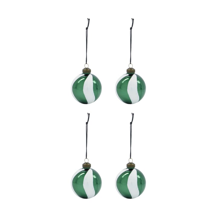 Pallina di Natale Twister Ø6 cm confezione da 4 - Verde-bianco - House Doctor