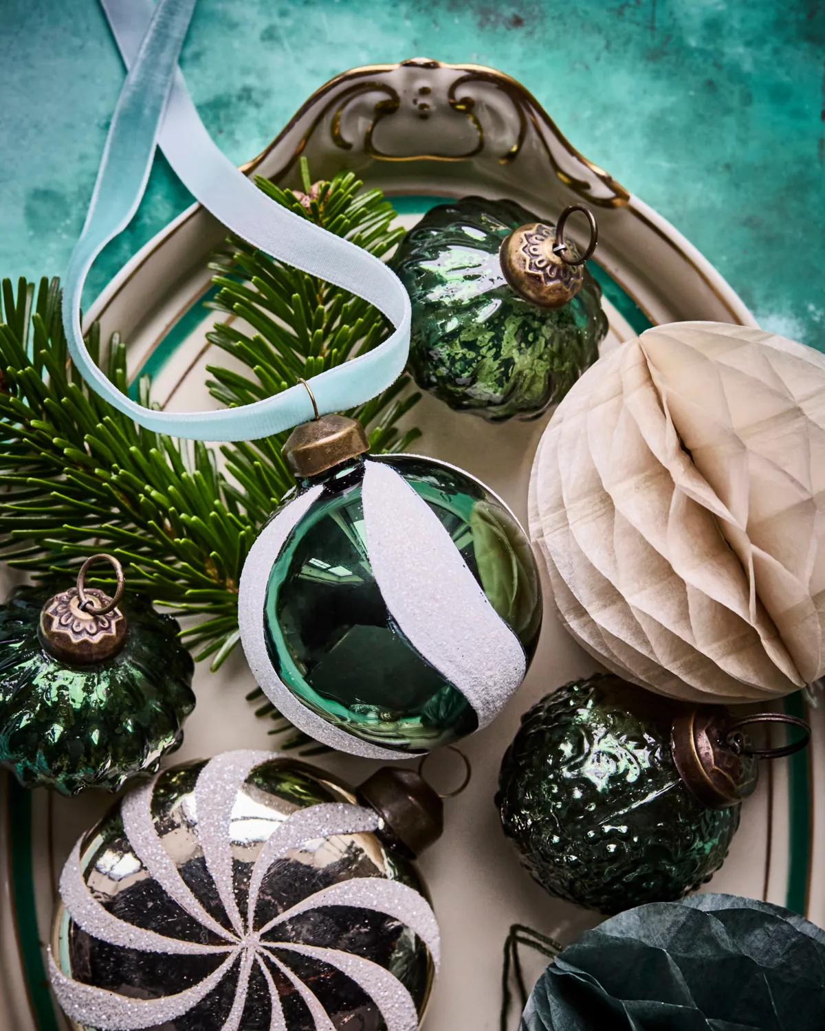 Pallina di Natale Twister Ø6 cm confezione da 4, Verde-bianco House Doctor