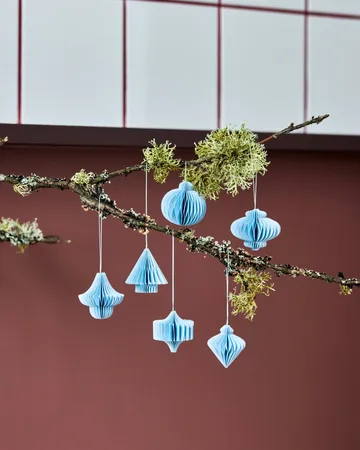 Pendente natalizio Comb, set di 6 pezzi - Azzurro chiaro - House Doctor