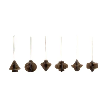 Pendente natalizio Comb, set di 6 pezzi - Marrone chiaro - House Doctor