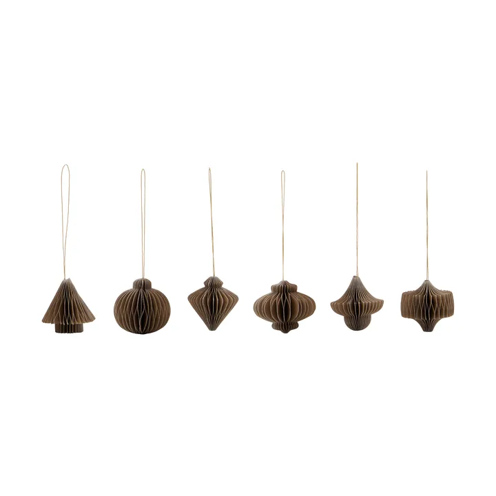 Pendente natalizio Comb, set di 6 pezzi - Marrone chiaro - House Doctor