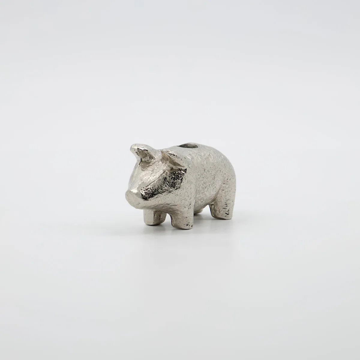 Portacandela Pig 5 cm, Argento antico House Doctor