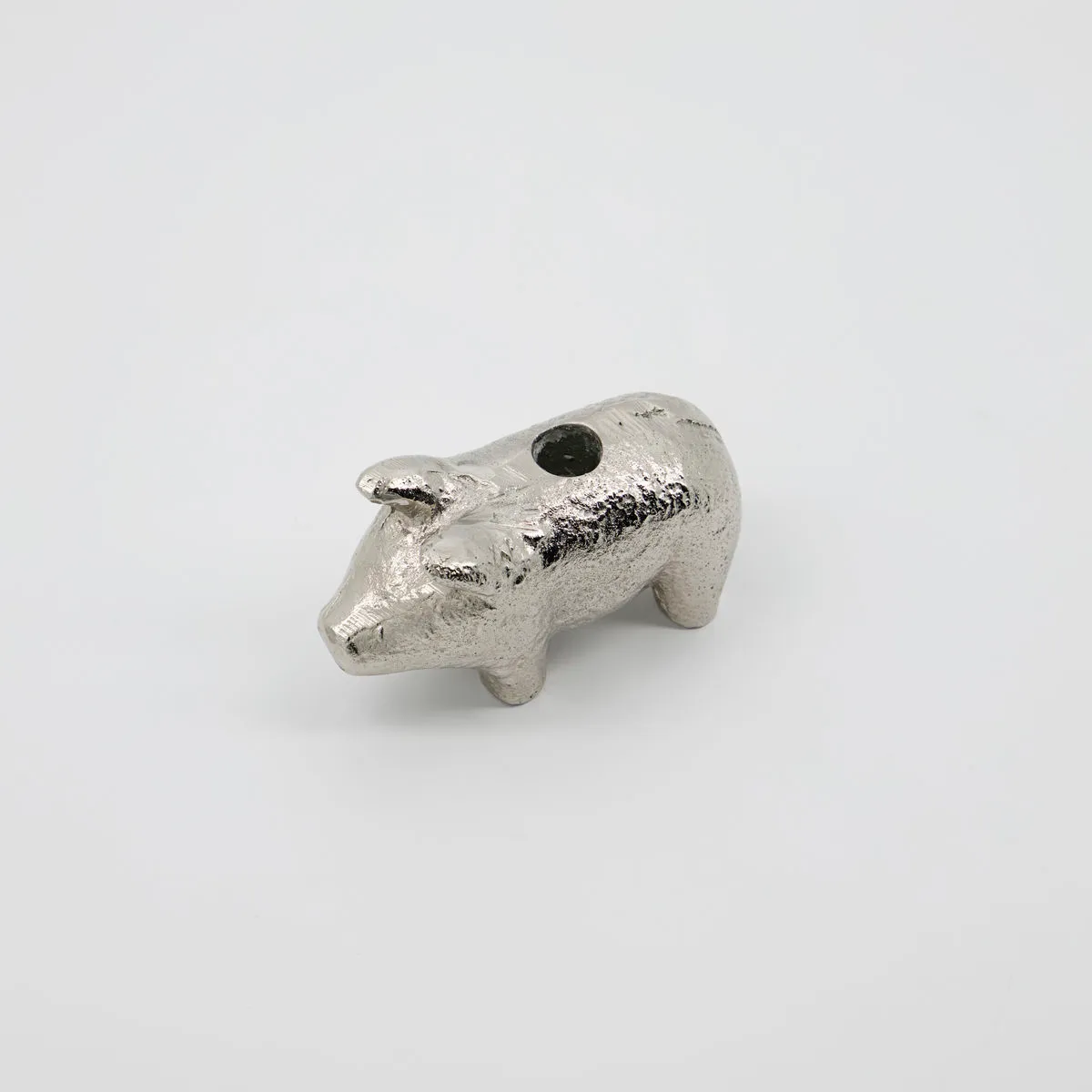 Portacandela Pig 5 cm, Argento antico House Doctor
