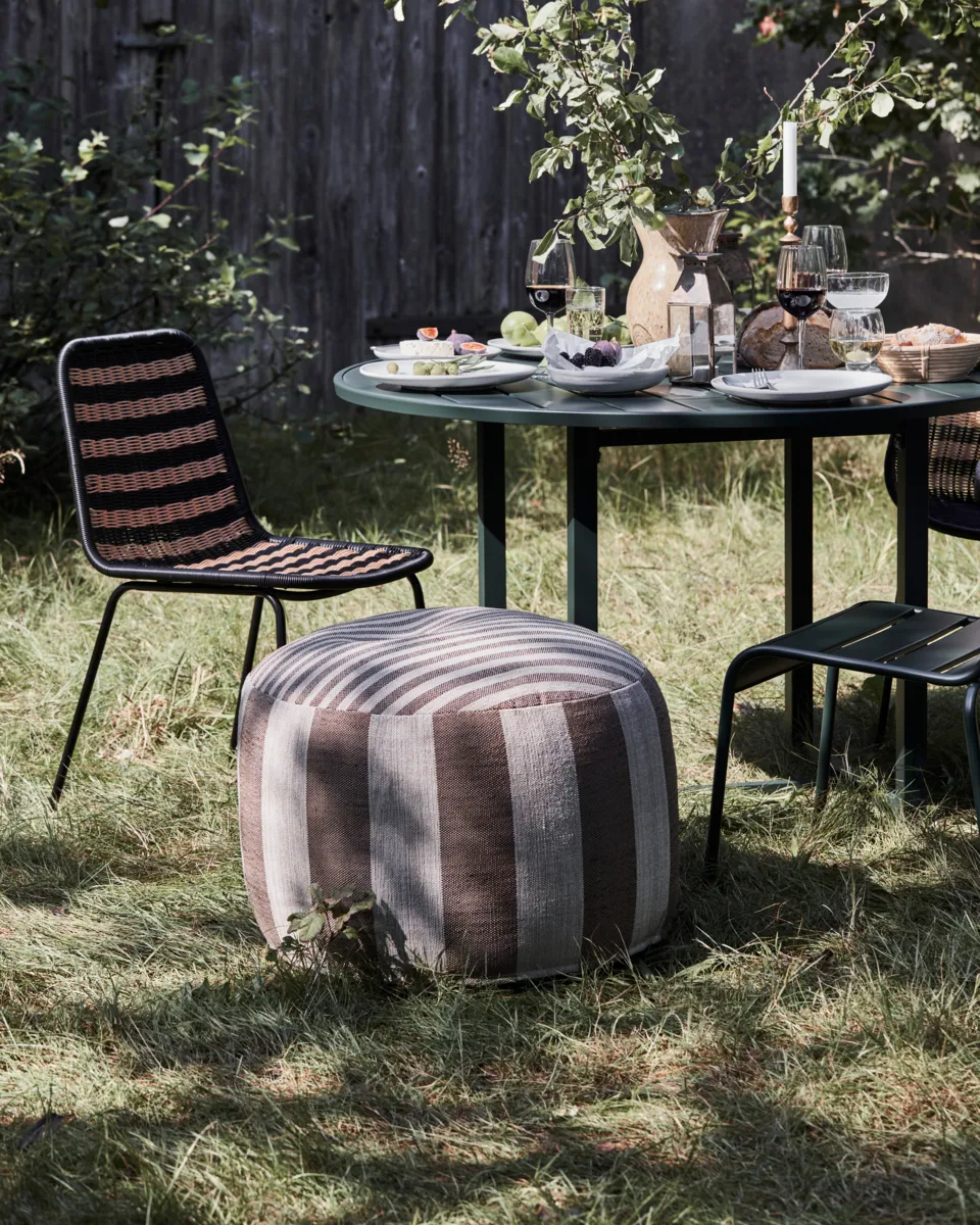 Pouf Alfo Ø60x40 cm, Marrone-bianco House Doctor