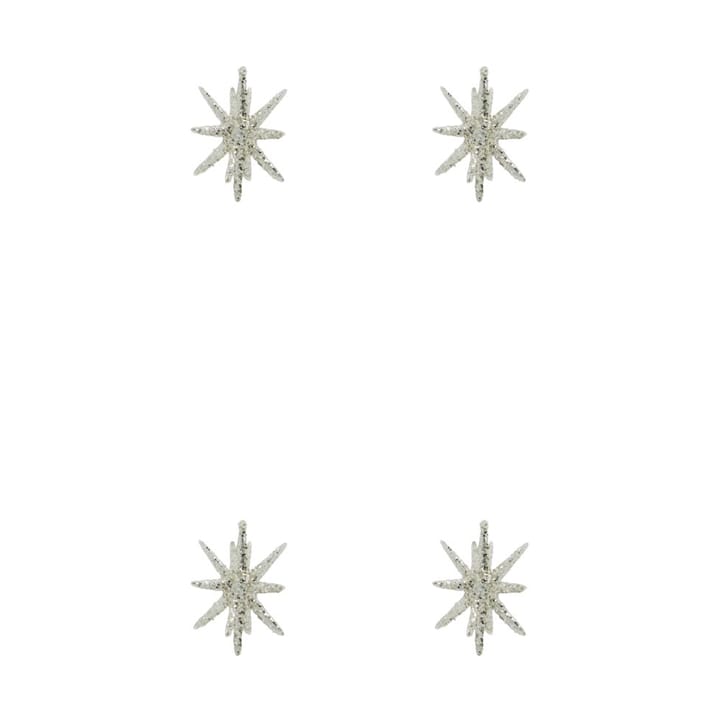 Puntale per albero di Natale Spike Ø7,5 cm 4 pezzi - Glitter in argento e ottone - House Doctor