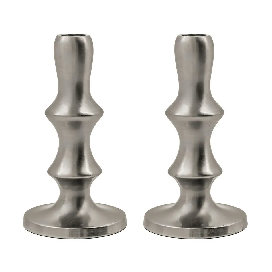 Reese portacandele 2 pezzi, Finitura silver House Doctor