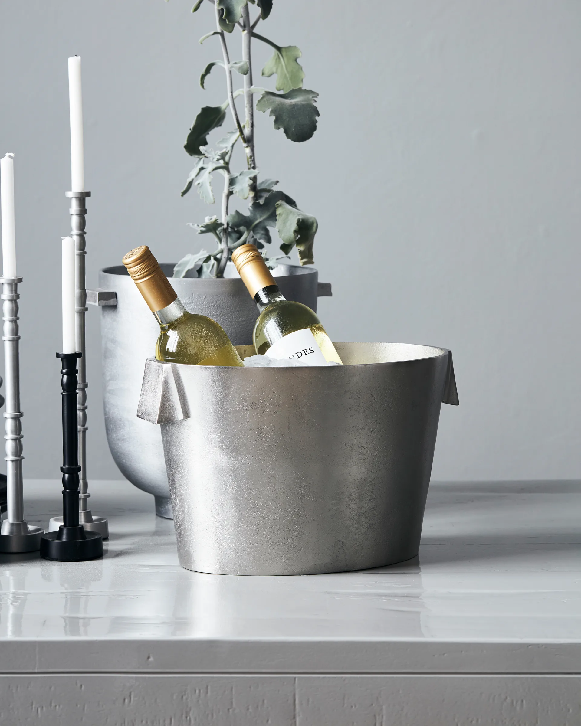 Secchiello per vino Buck 22x32 cm, Argento spazzolato House Doctor