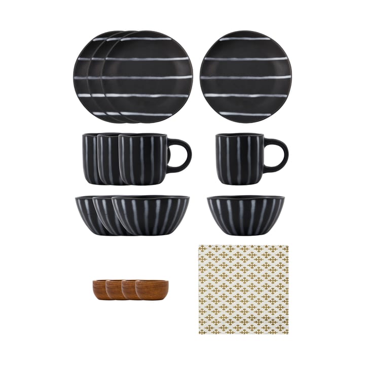 Set brunch Line 16 pezzi - Nero-marrone - House Doctor
