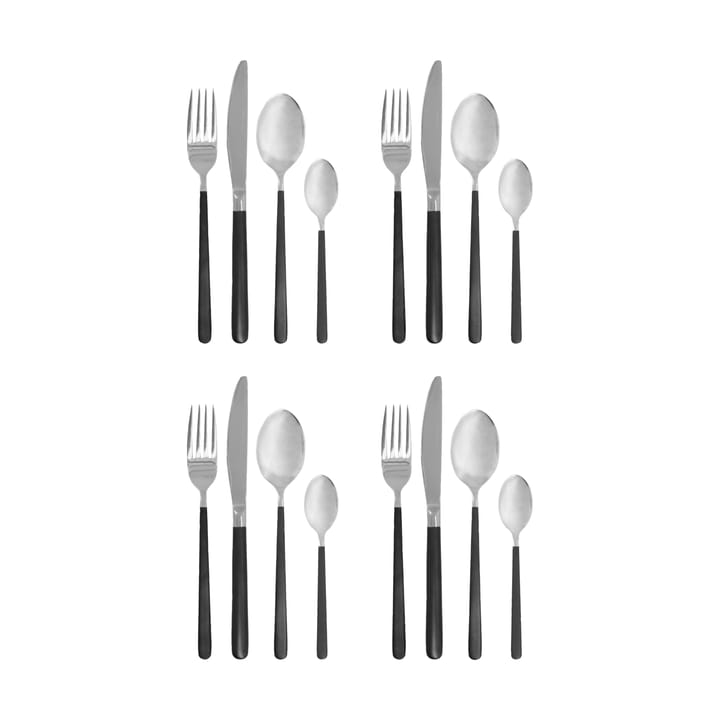 Set di posate Ox 16 pezzi - Nero-argento - House Doctor