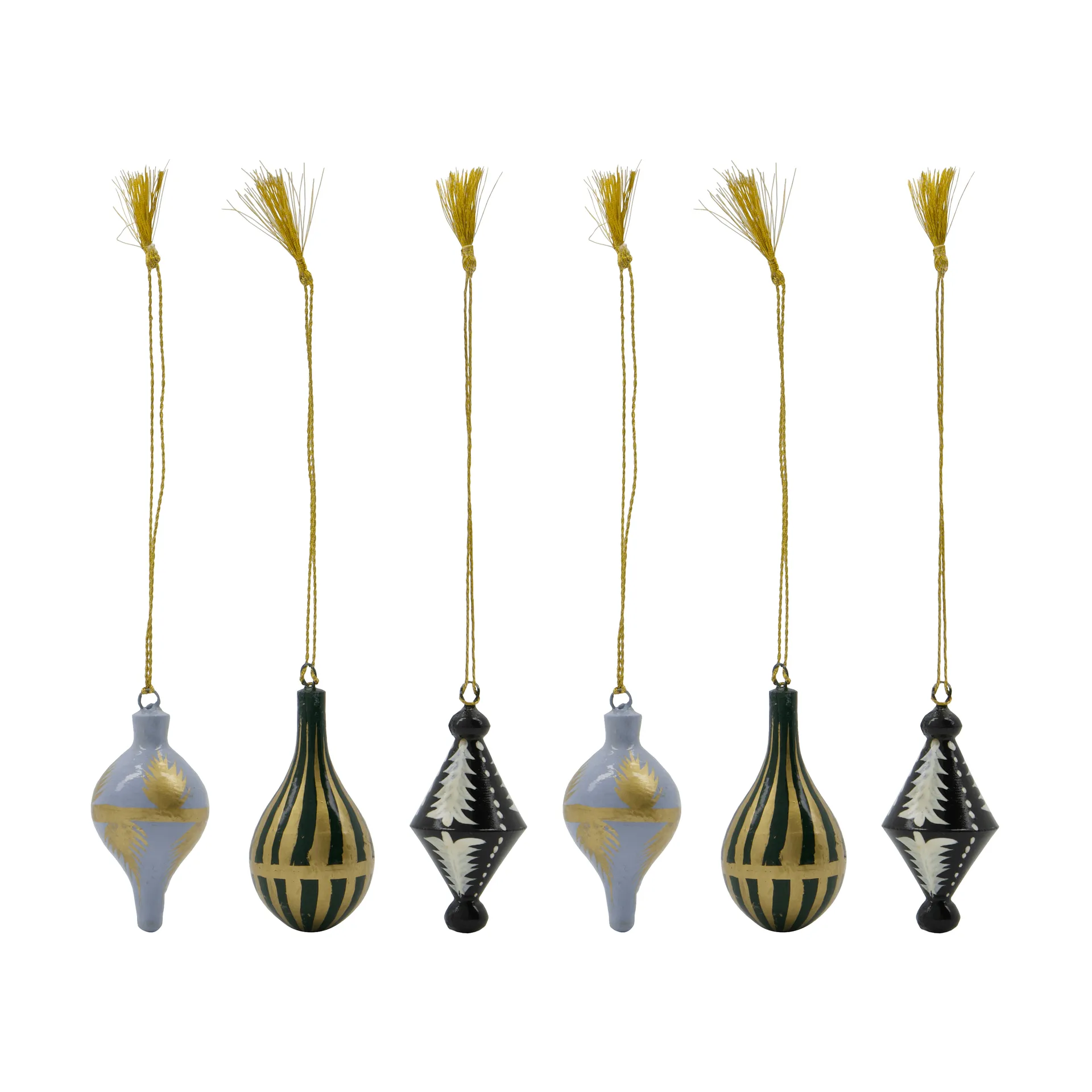 Stero decorazioni natalizie 6 pezzi, Nero, bianco, oro, blu, verde House Doctor