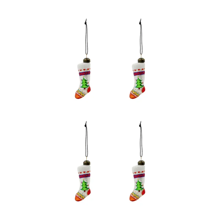 Stok calza di Natale decorazione natalizia set da 4 - Rosso, bianco - House Doctor