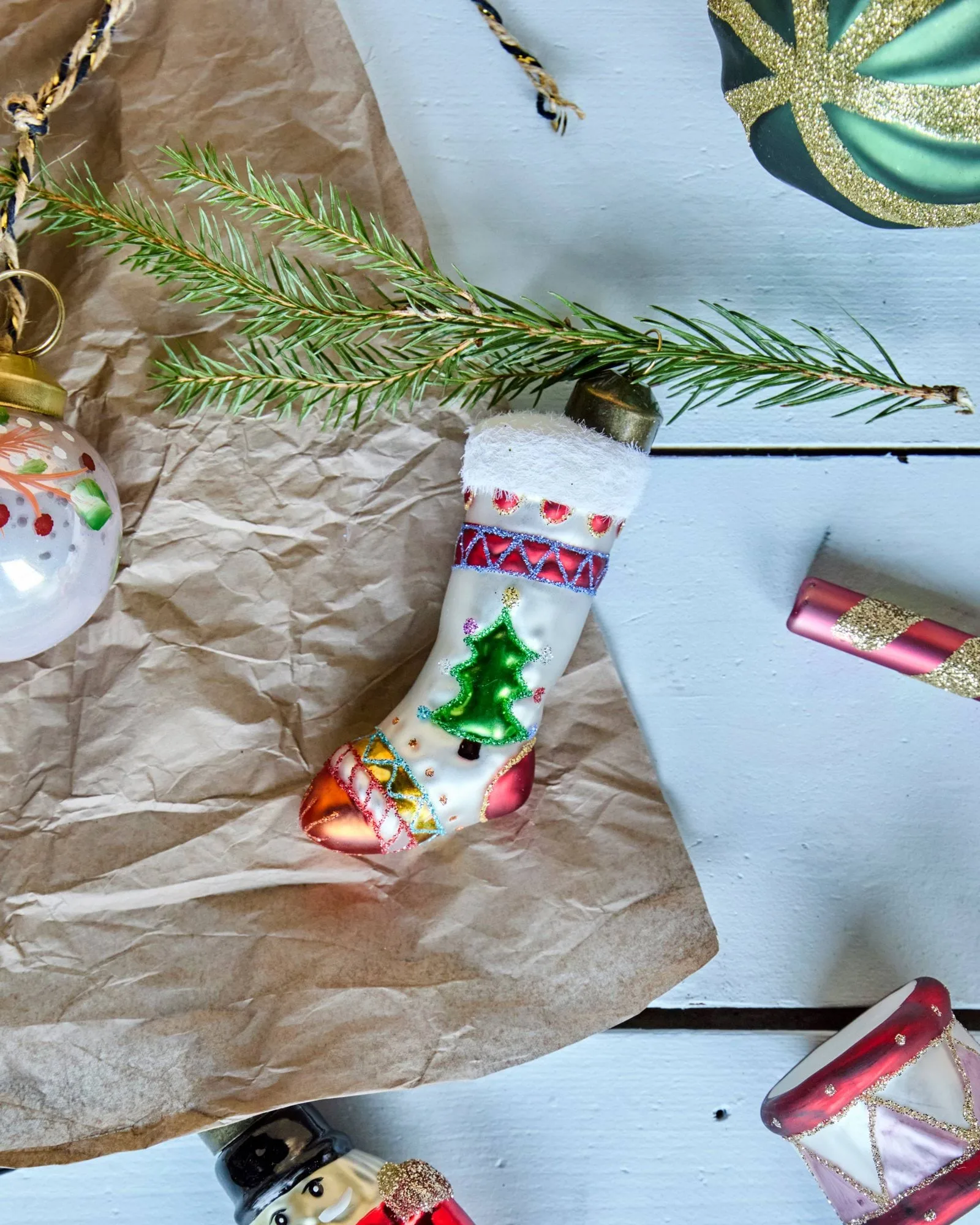 Stok calza di Natale decorazione natalizia set da 4, Rosso, bianco House Doctor