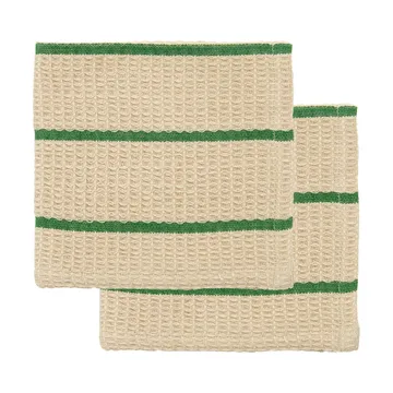 Strofinaccio Rena - Sand-verde, 30x30 cm, confezione da 2 - House Doctor