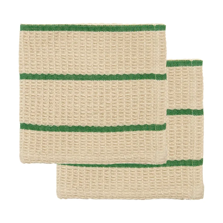 Strofinaccio Rena - Sand-verde, 30x30 cm, confezione da 2 - House Doctor