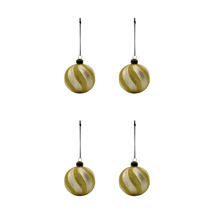 Swirl palline di Natale 4 pezzi - Champagne-oro - House Doctor