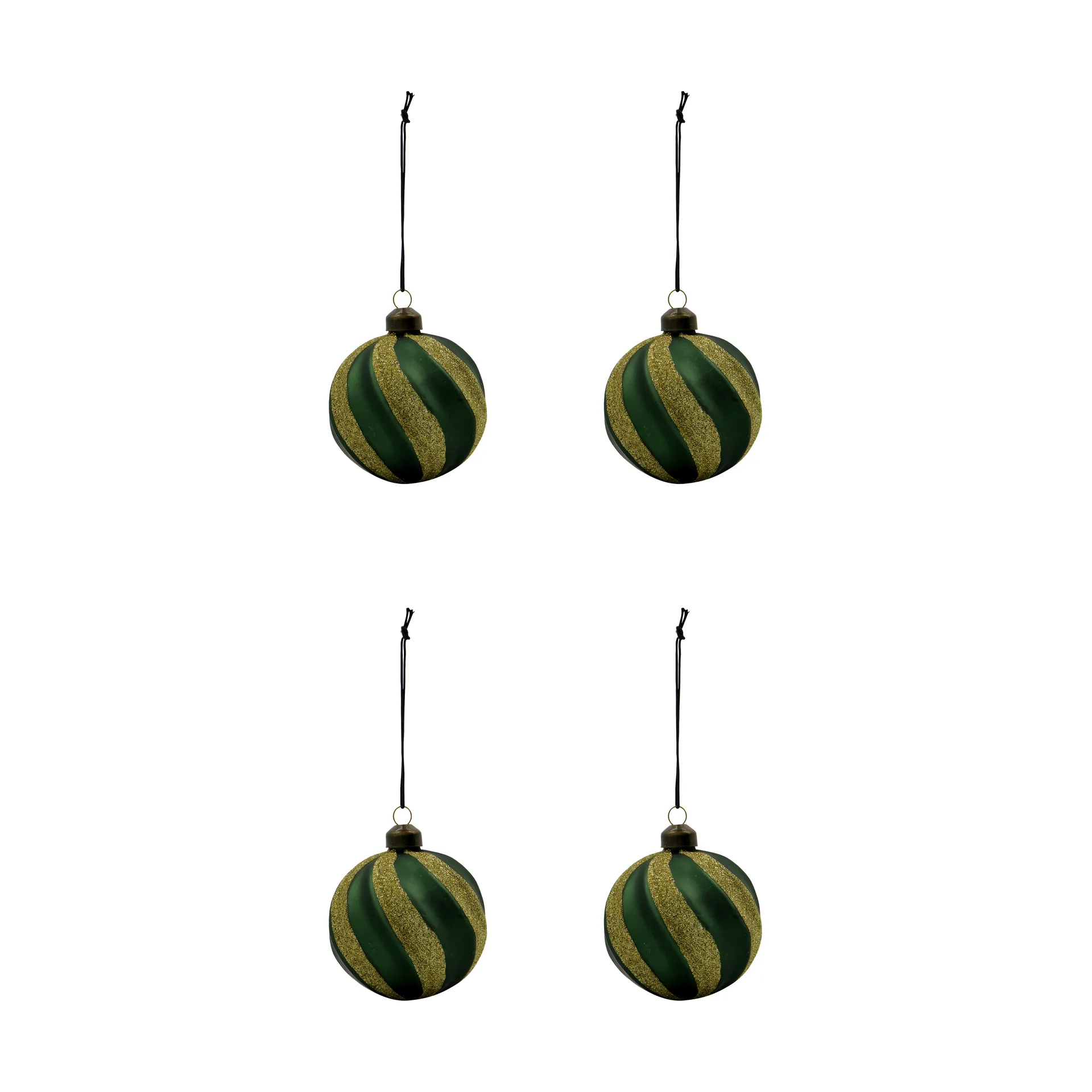 Swirl palline di Natale 4 pezzi, Verde-oro House Doctor