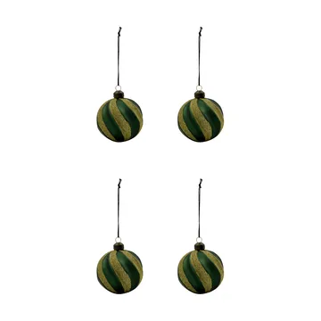 Swirl palline di Natale 4 pezzi - Verde-oro - House Doctor