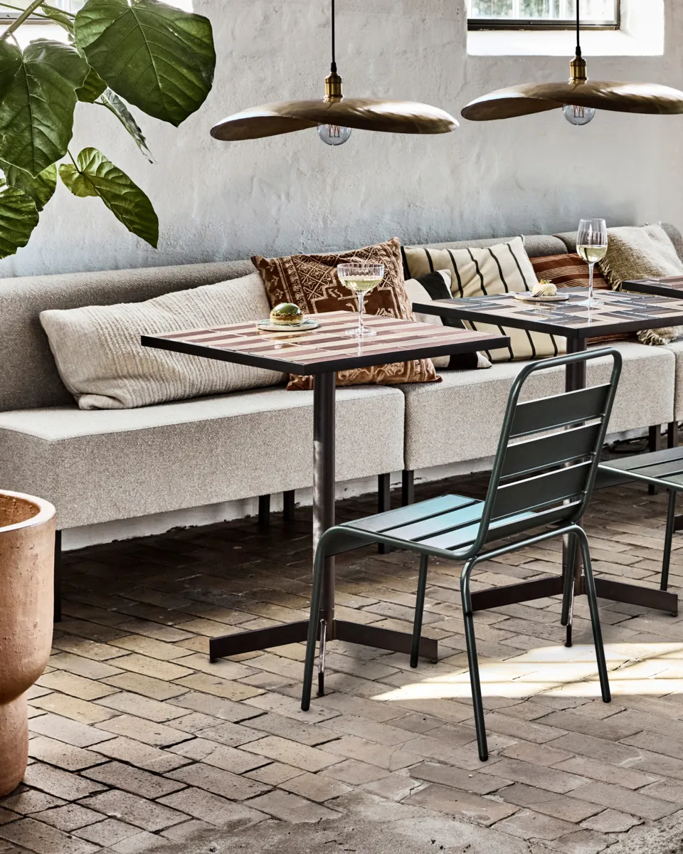 Tavolino da caffè Stripe 62x62 cm, Dusty rose-beige House Doctor