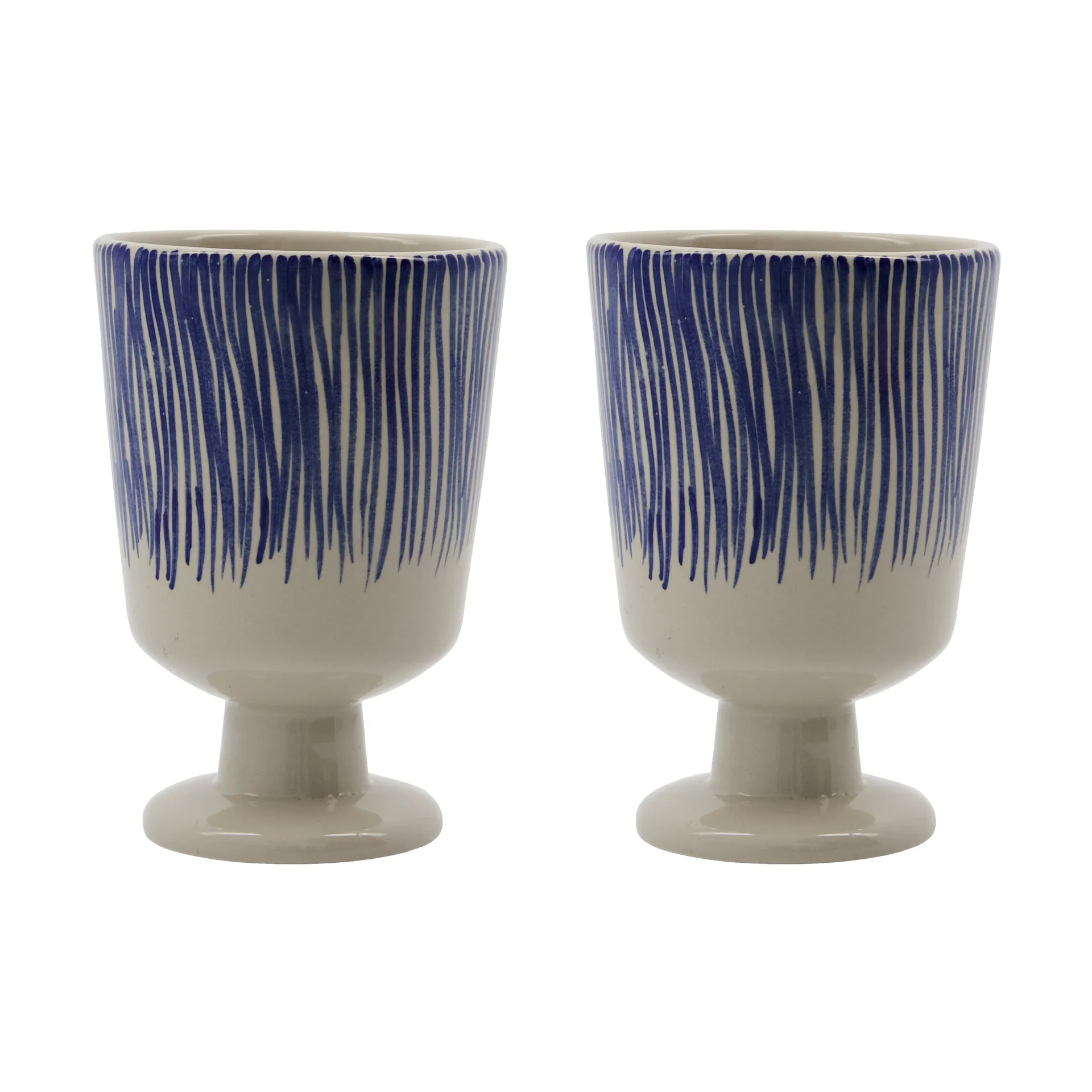 Tazza con piede 25 cl Diva confezione da 2, Off white-Blu House Doctor