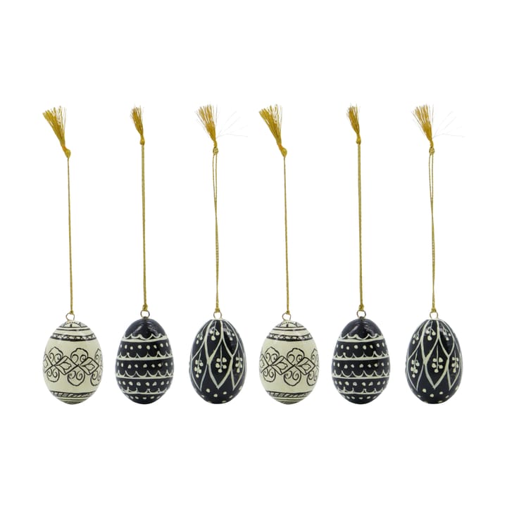 Uova di Pasqua Deco 5 cm 6 pezzi, Nero-offwhite House Doctor