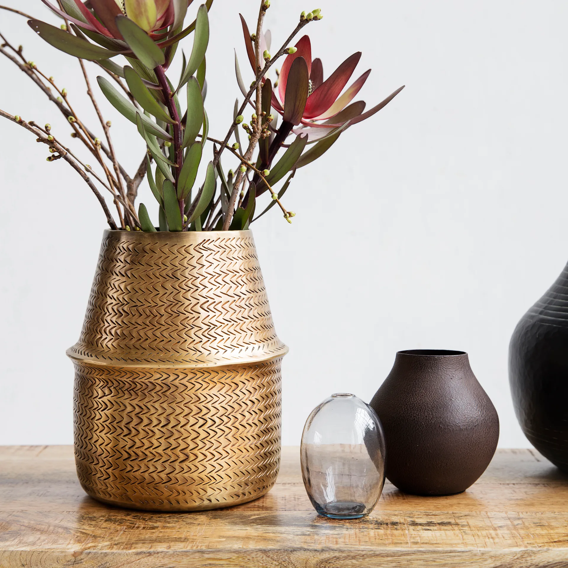 Vaso da fiori Rattan, ottone House Doctor