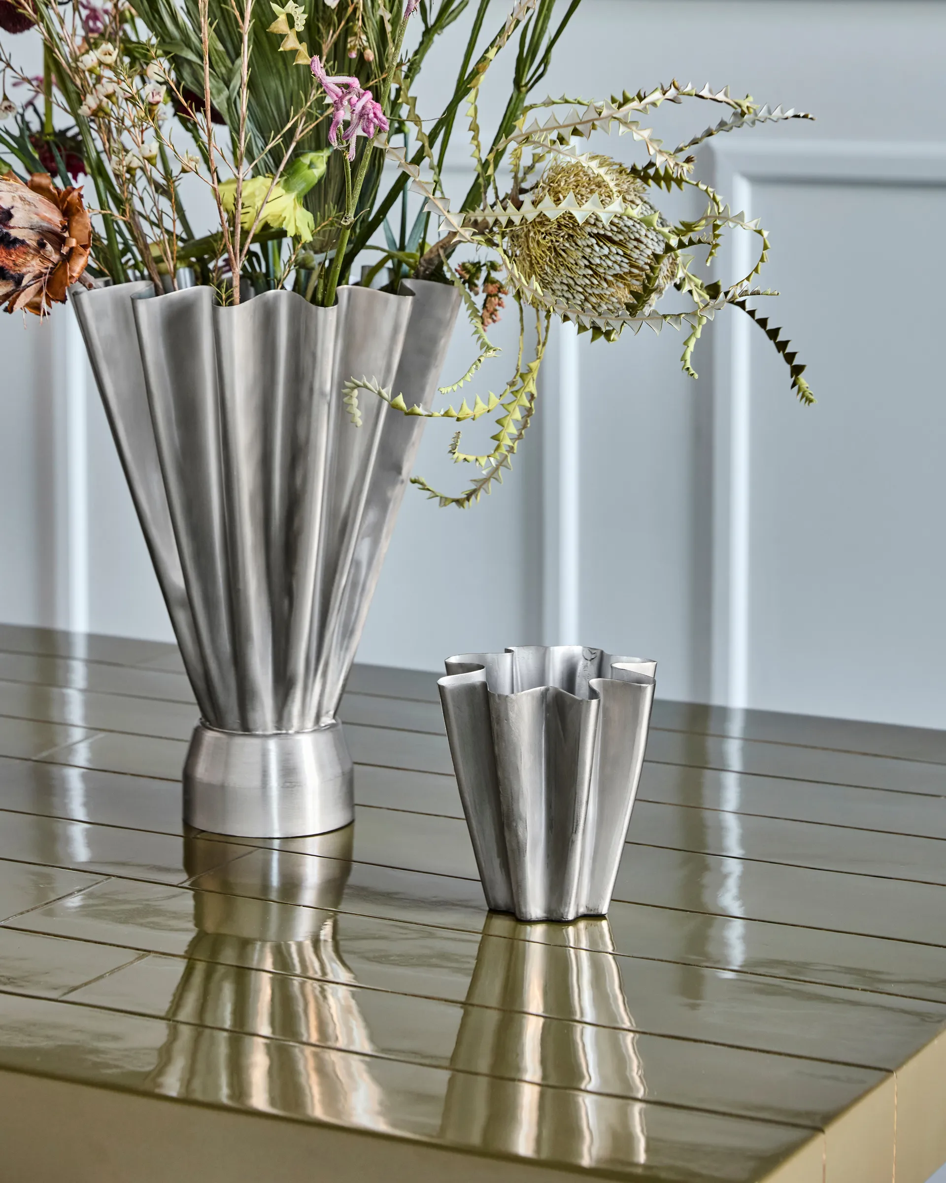 Vaso Flood 13 cm, Argento spazzolato House Doctor