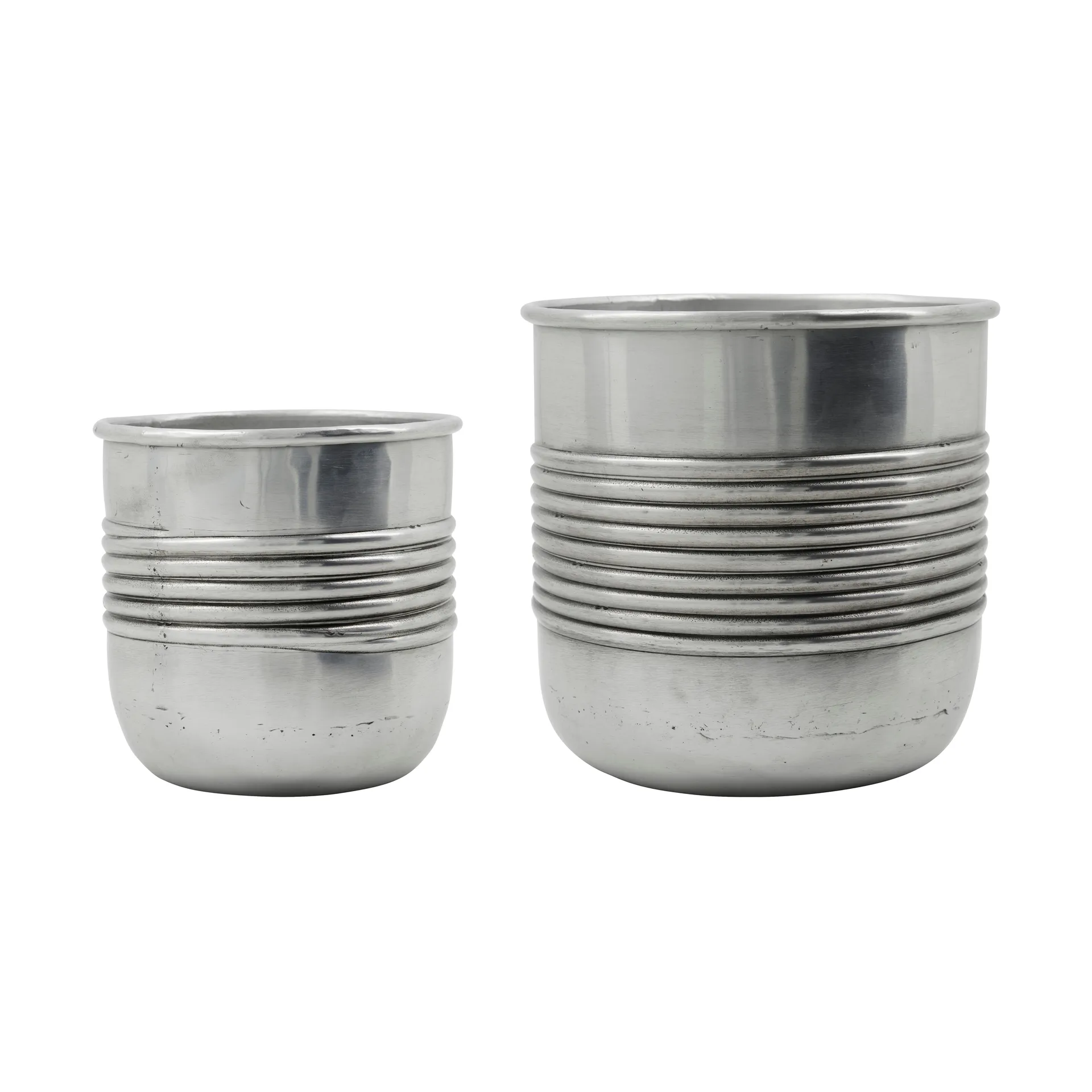 Vaso in alluminio Groove 2 pezzi, Antica finitura argento House Doctor