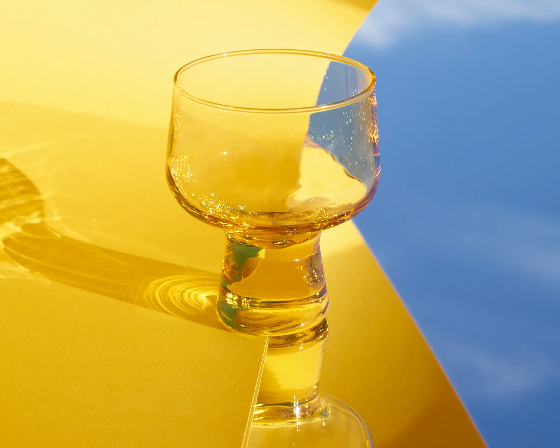 Bicchiere con stelo Solare 29 cl confezione da 2, Giallo fuoco Iittala