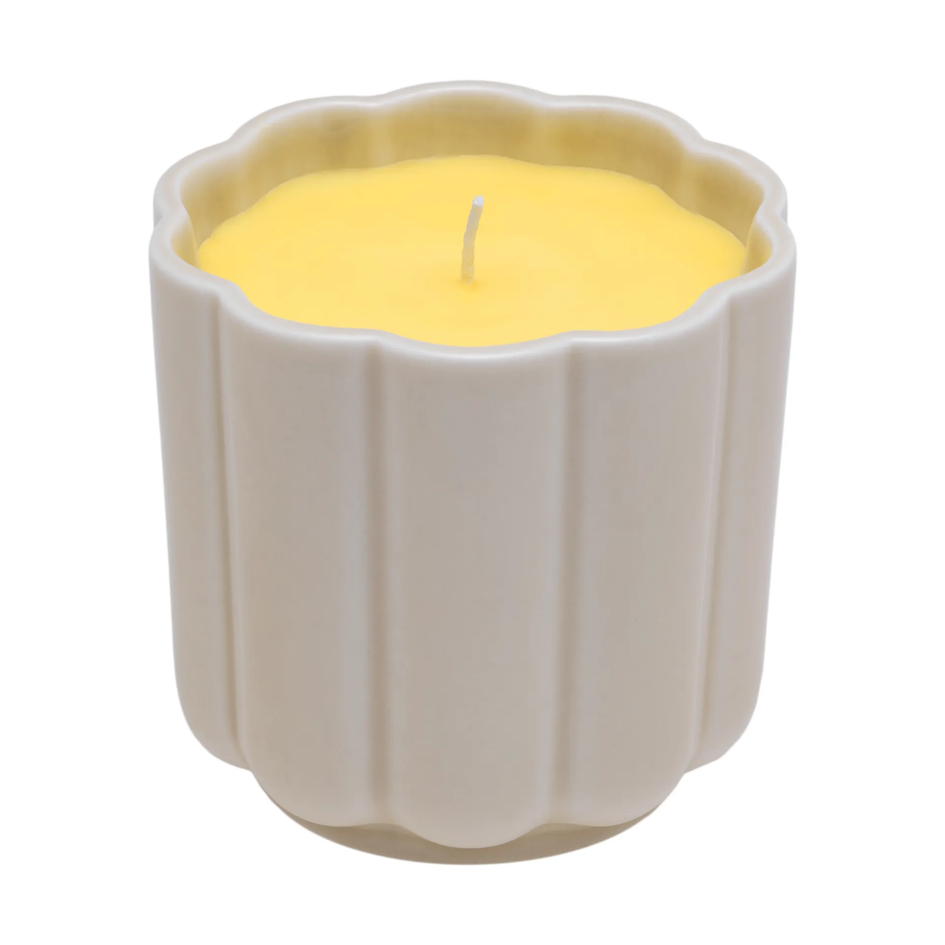 Candela in contenitore di ceramica tondo Play, Beige-giallo Iittala